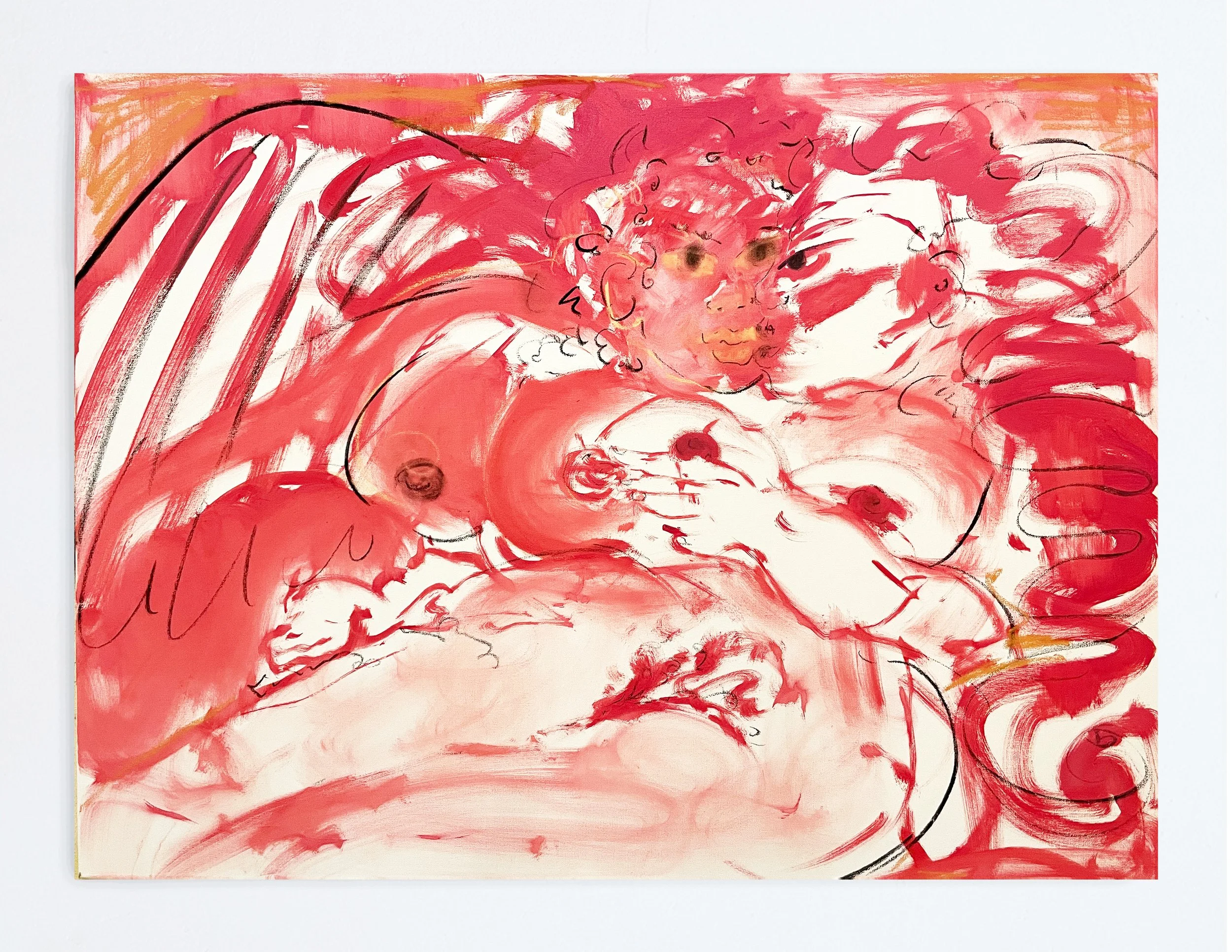  If Heaven was Pink   Oil paint, charcoal, and chalk pastel on canvas  40”x30”  2025   