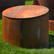 Twin Corten Steel Rain Barrels will hold a total of 800 gallons