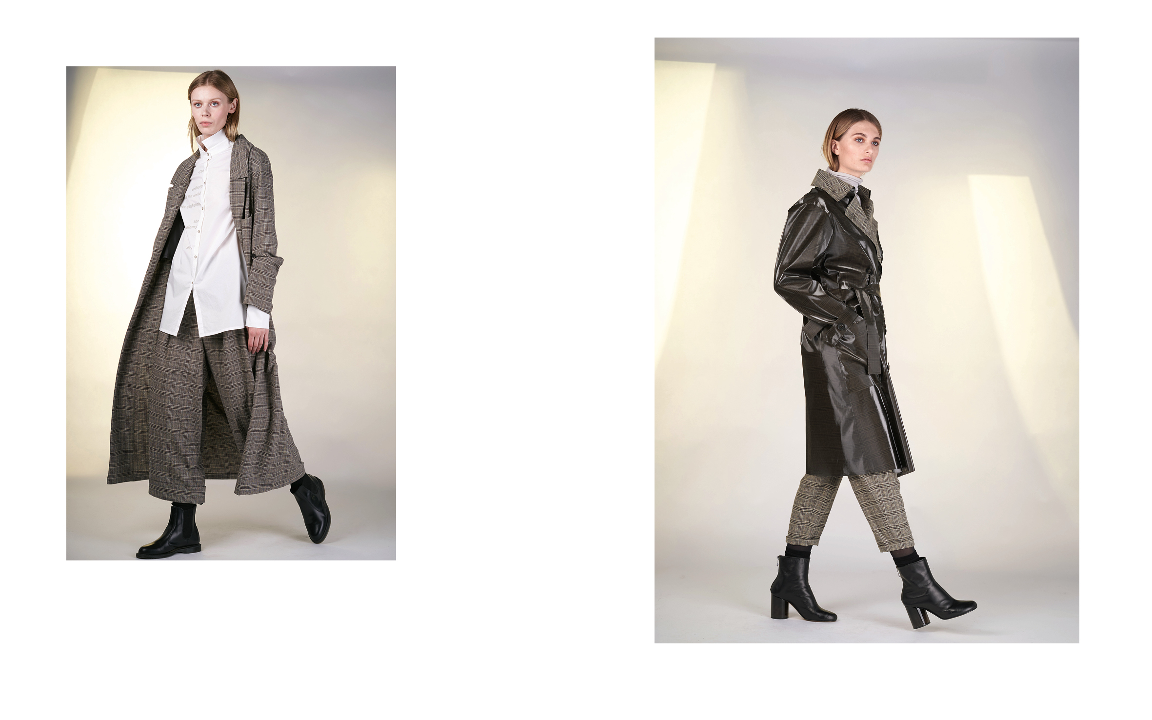LEFT: coat BAC 27101-43 | blouse TEA 1 27150-01 | pants BASTA 27101-43 RIGHT: coat STEEL 27122-07 | jumper CITY 27501-40 | pants BACA 27101-43