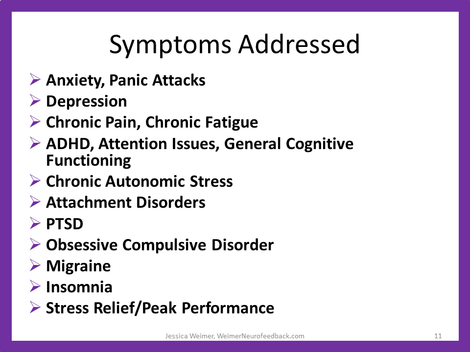 Symptoms Addressed with Neurofeedback