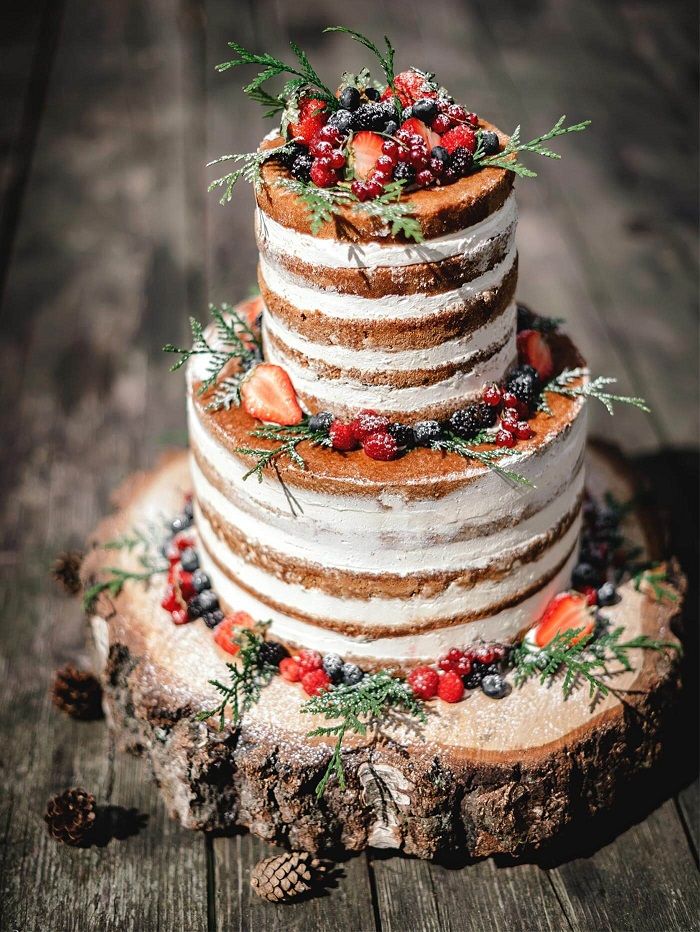 These Semi-Naked wedding cake & Naked Rustic Wedding Cakes_ But is this frosting free look right for you_ These naked rustic wedding cakes will surely.jpeg