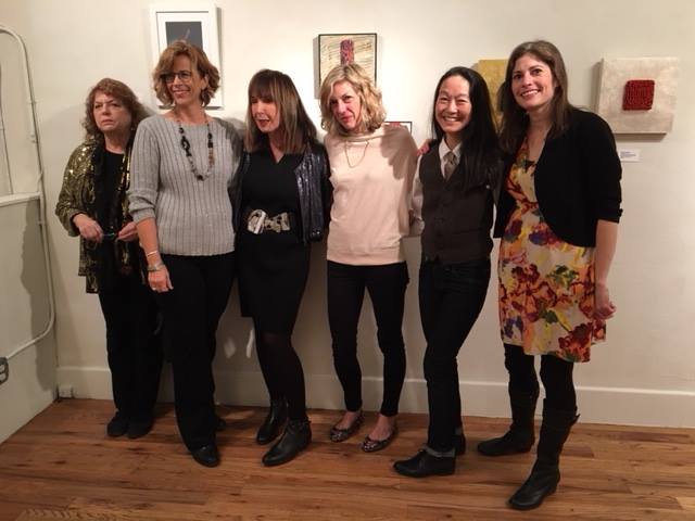 "Foodies" artists and gallery owner/curator at the opening reception (left to right): Sue Simon, Susan Rubin, Sandra Phillips, Kate O'Donnell Woodliff, Margaret Kasahara, and Anna Kaye 