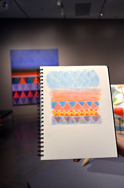 Cherie Fisk's drawing of "Horizon," she enjoyed the vibrancy of the colors. 