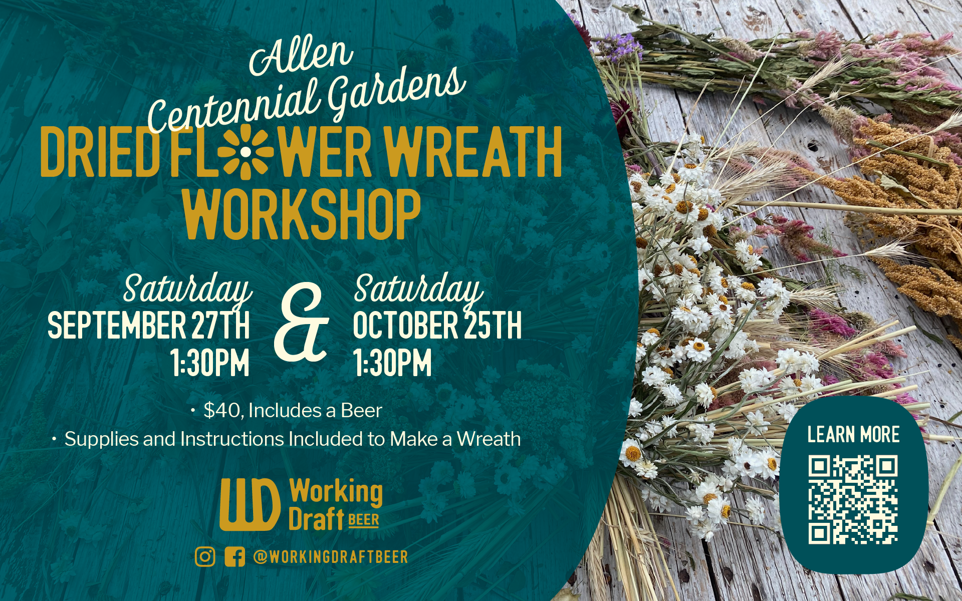 Dried Flower Wreath Workshop w/ Allen Centennial Garden 9/27