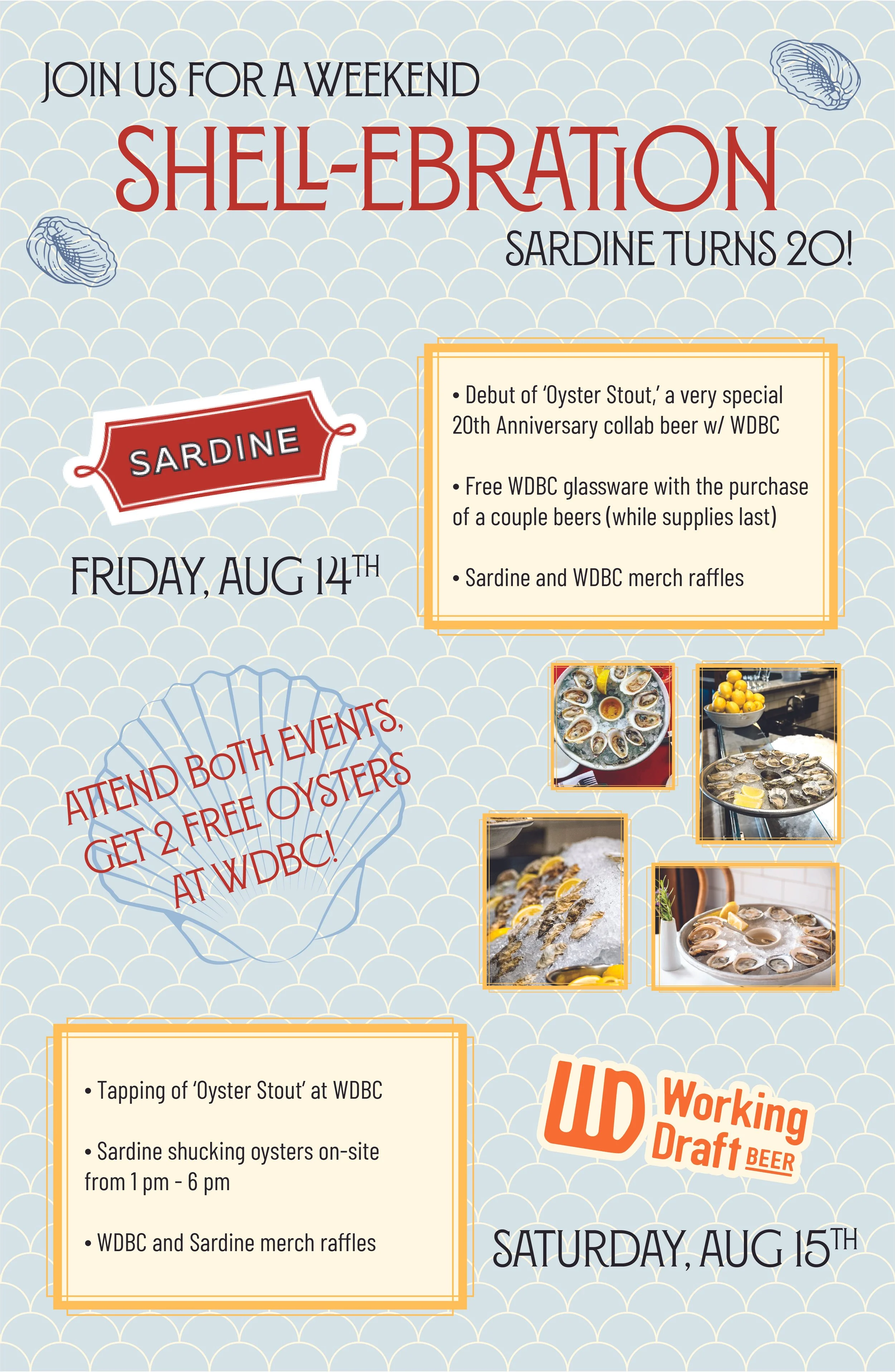Shell-ebrate Oysters w/ Sardine at WDBC