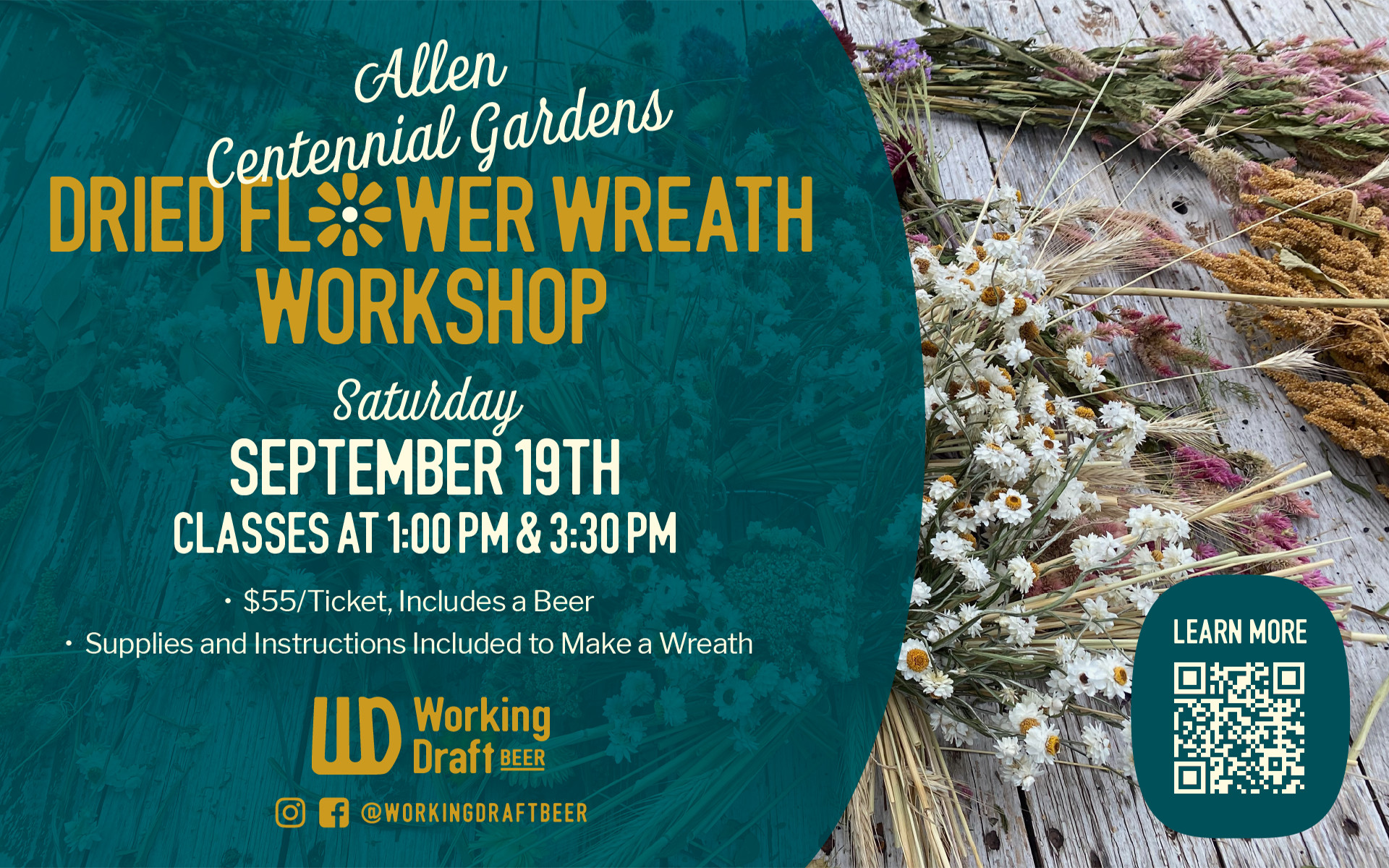 Dried Flower Wreath Workshop w/ Allen Centennial Garden 9/19