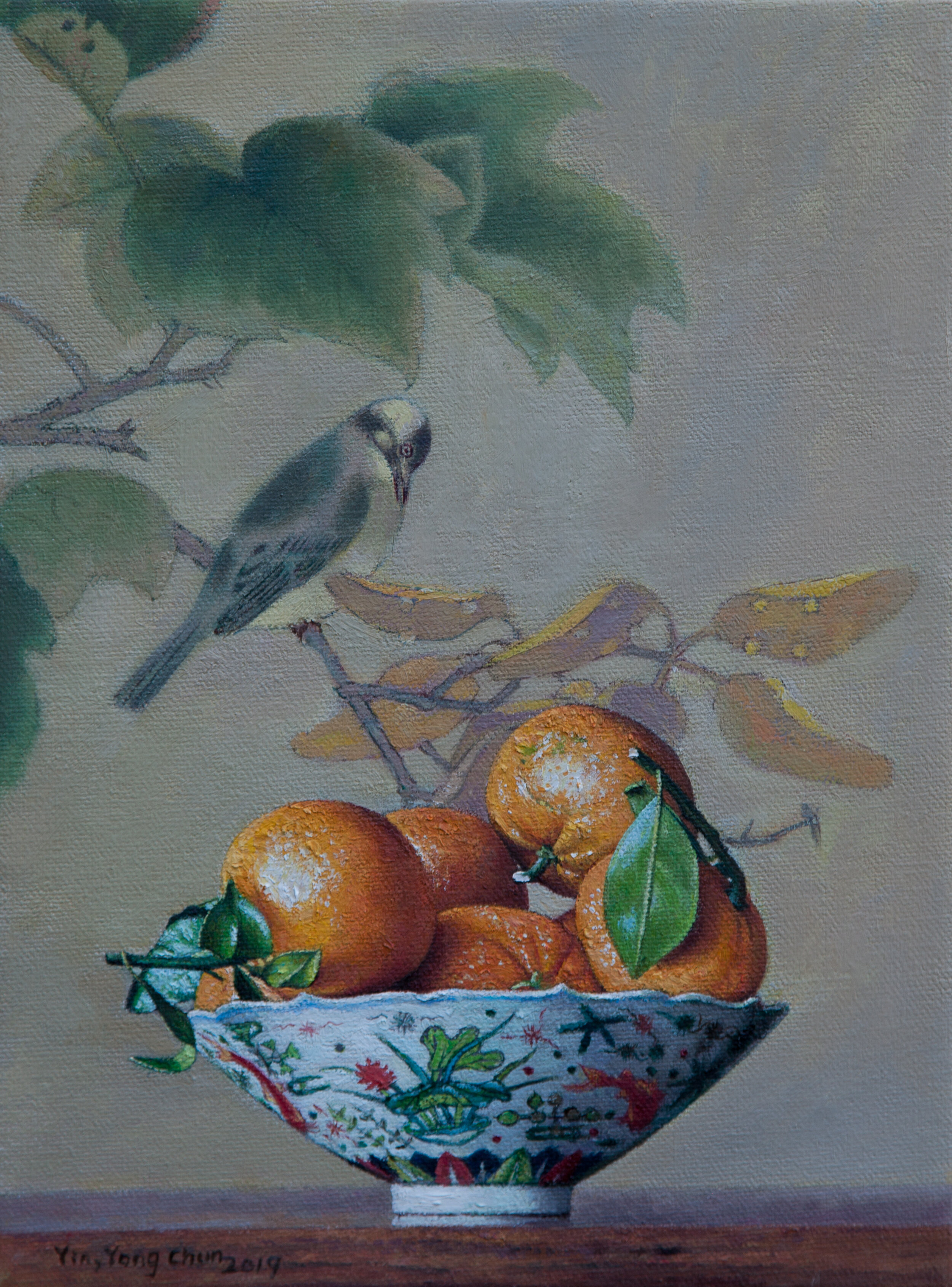 Oranges and bird   2019    9x12 inch