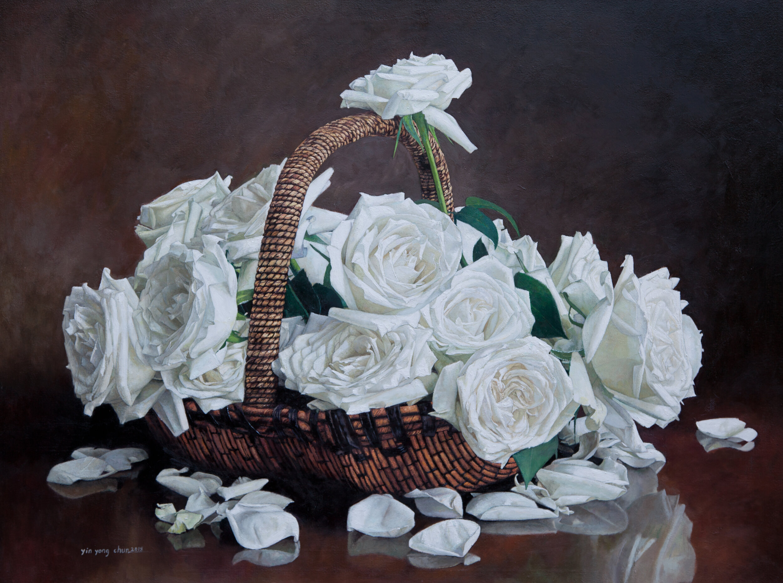 White Roses in the basket   2018  40x30inch