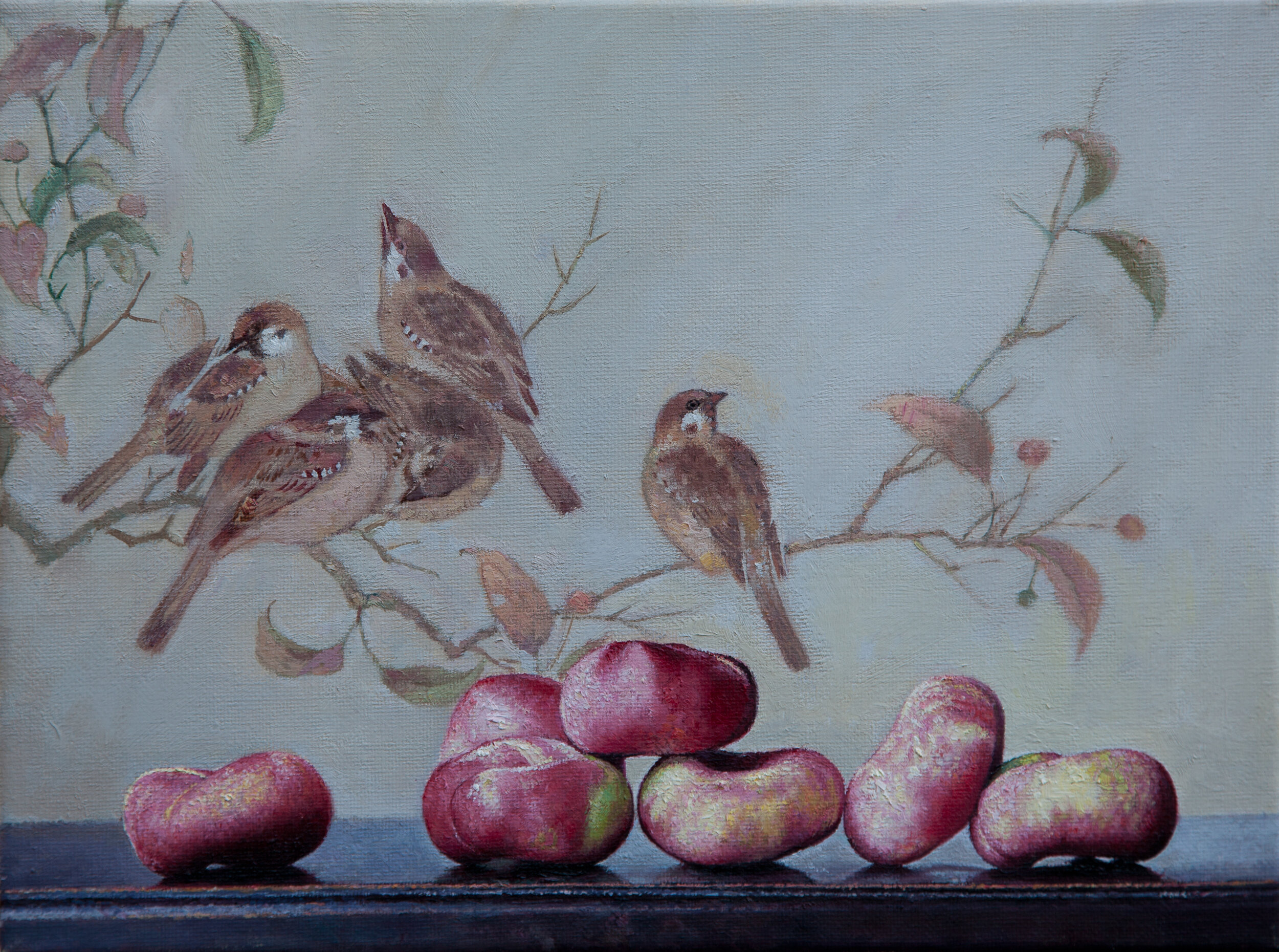 Little  Peaches   2019 12x9  linen