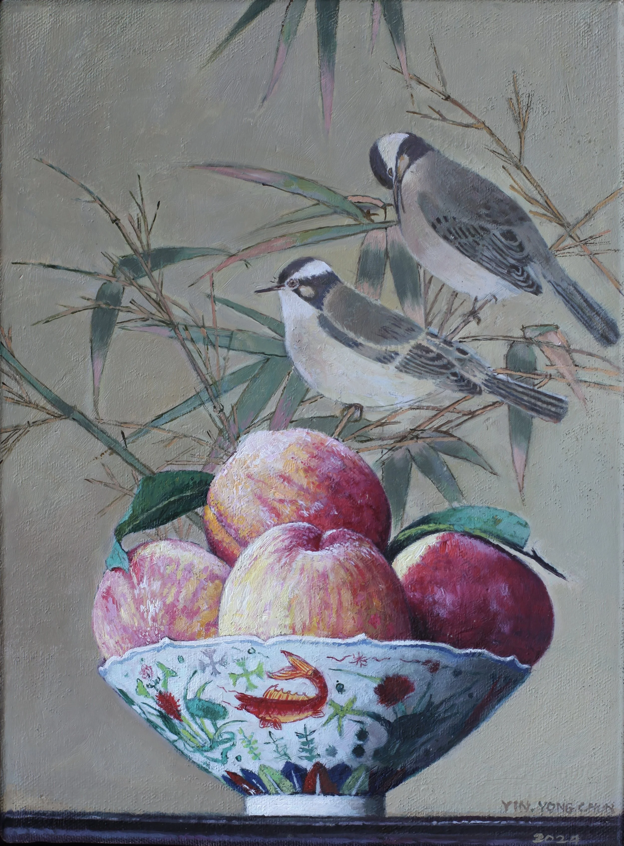 Peaches in the Bowl and Birds