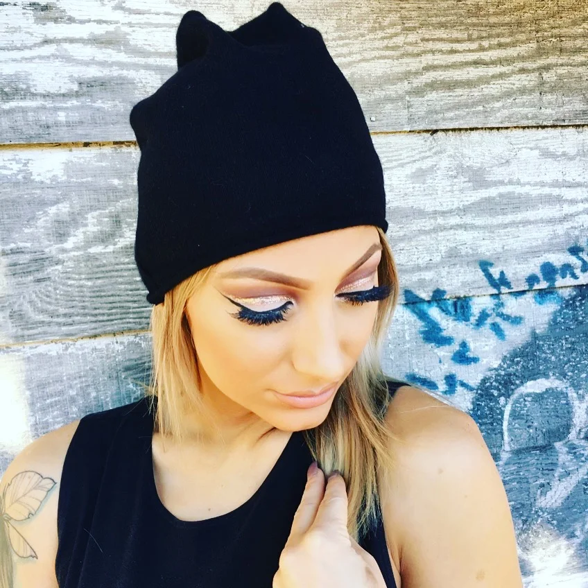 Black Cashmere Slouchy Beanie