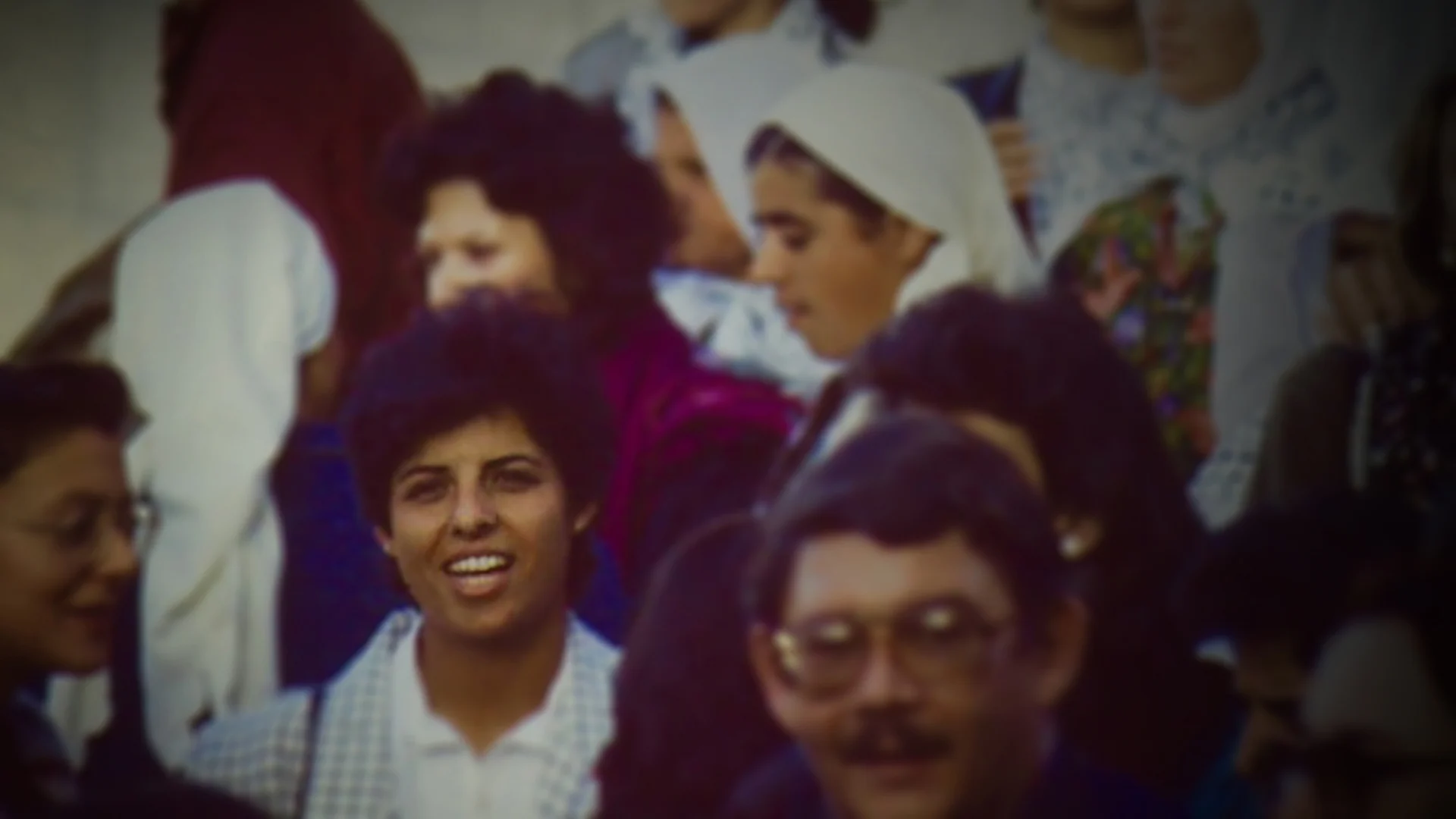Naila in Demonstration, as seen in Naila and the Uprising, Directed by Julia Bacha. Image Courtesy of Mahfouz Abu Turk.