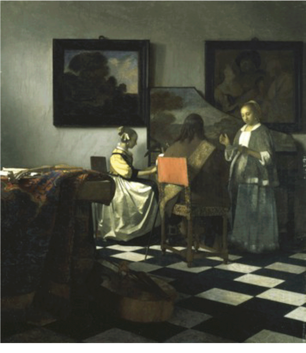 Animated gif showing only 8 versions of Vermeer’s “The Concert”
