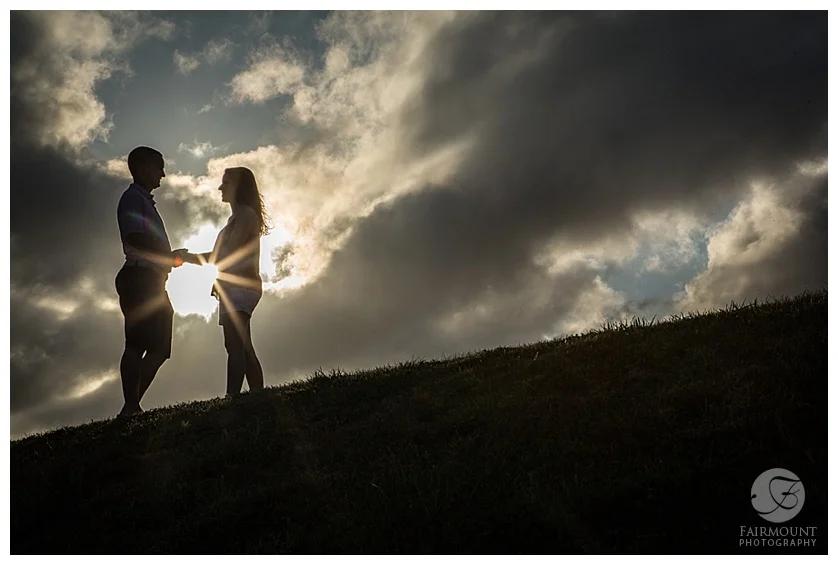 Turezyn Daponte Engagement Rhode Island silhouette at sunset