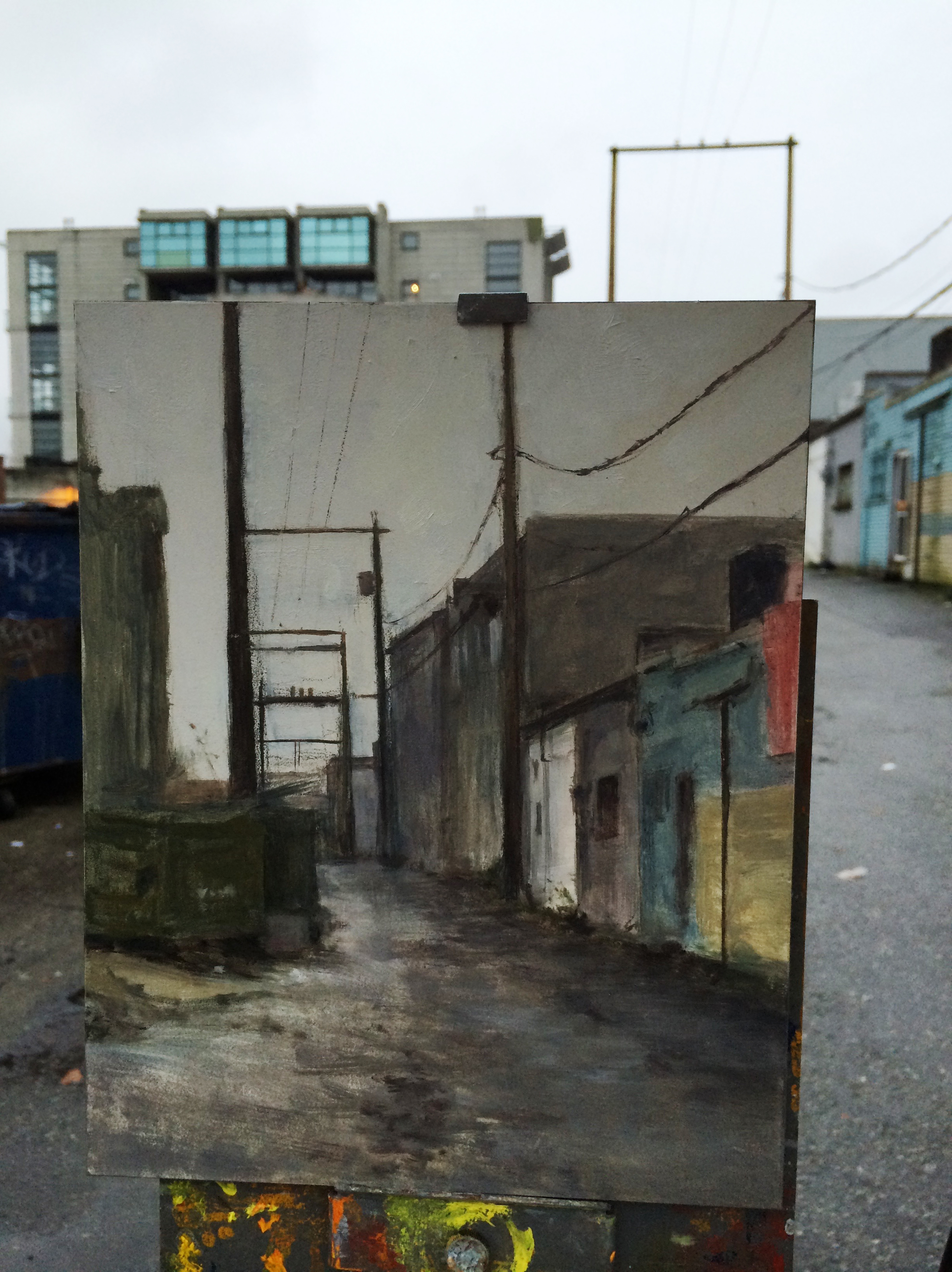   Alley way on Cambie , oil on panel. 8x10 inches 