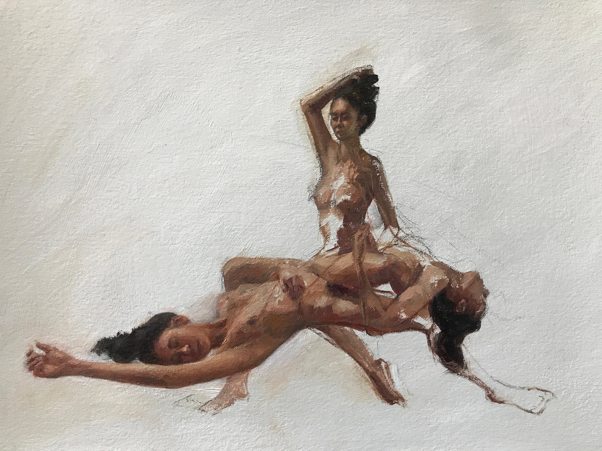    Falling Into Place,   oil on paper. 6x8 inches 