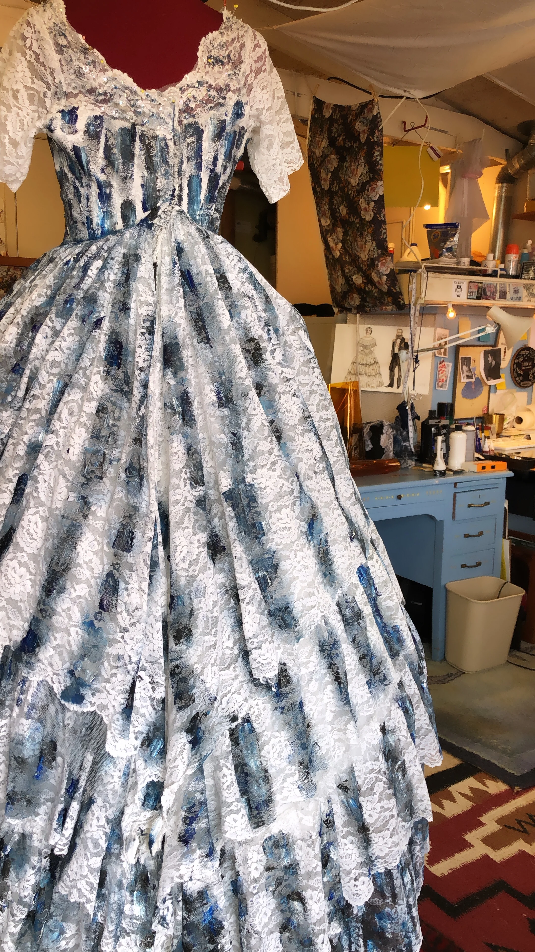 Process shot of Empress Eugenie's gown