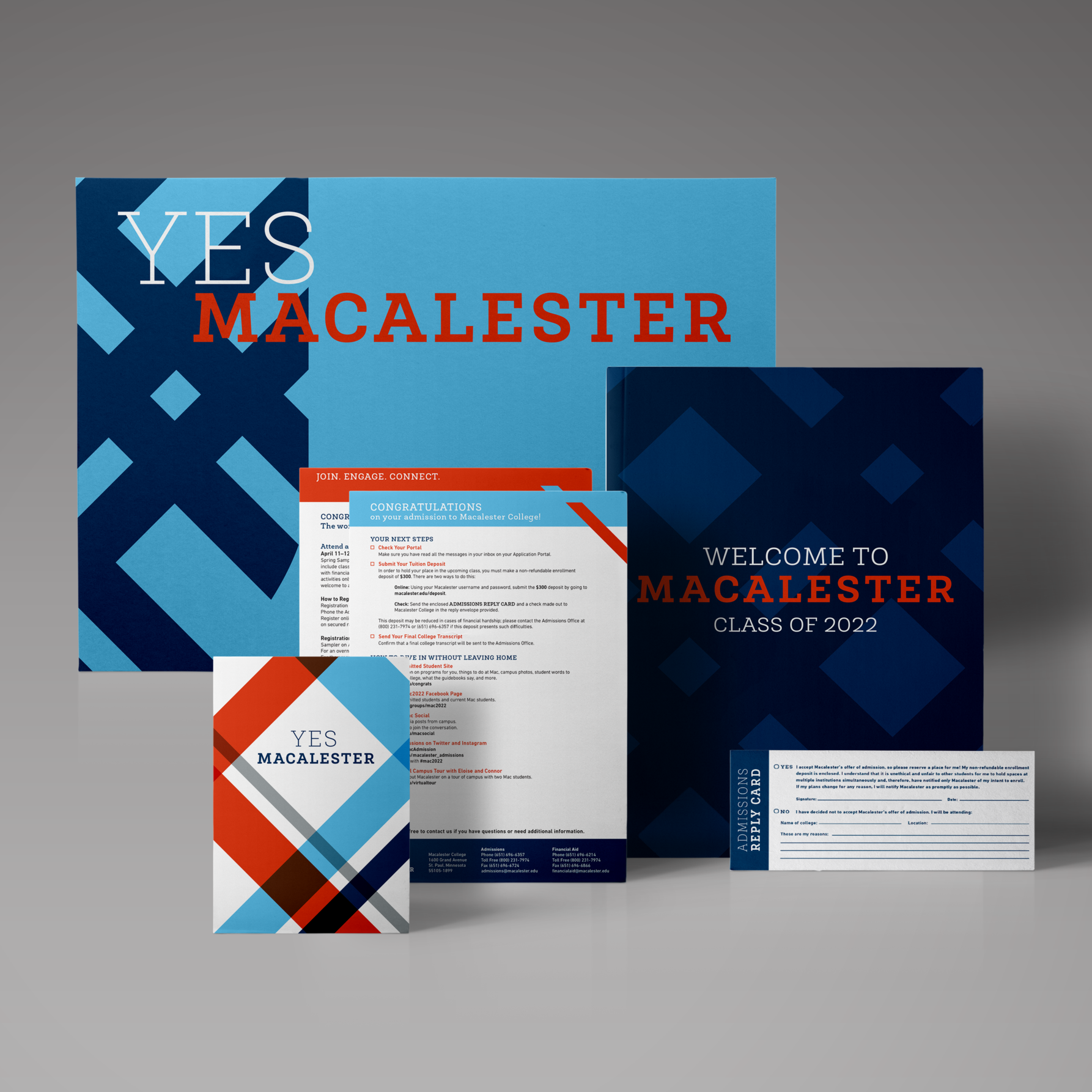 MACALESTER ADMIT PACKET | 2017Following the Macalester rebranding in 2017, I redesigned the Macalester admit package to adhere to the new brand and showcase the bold, young, and engaging new design identity.