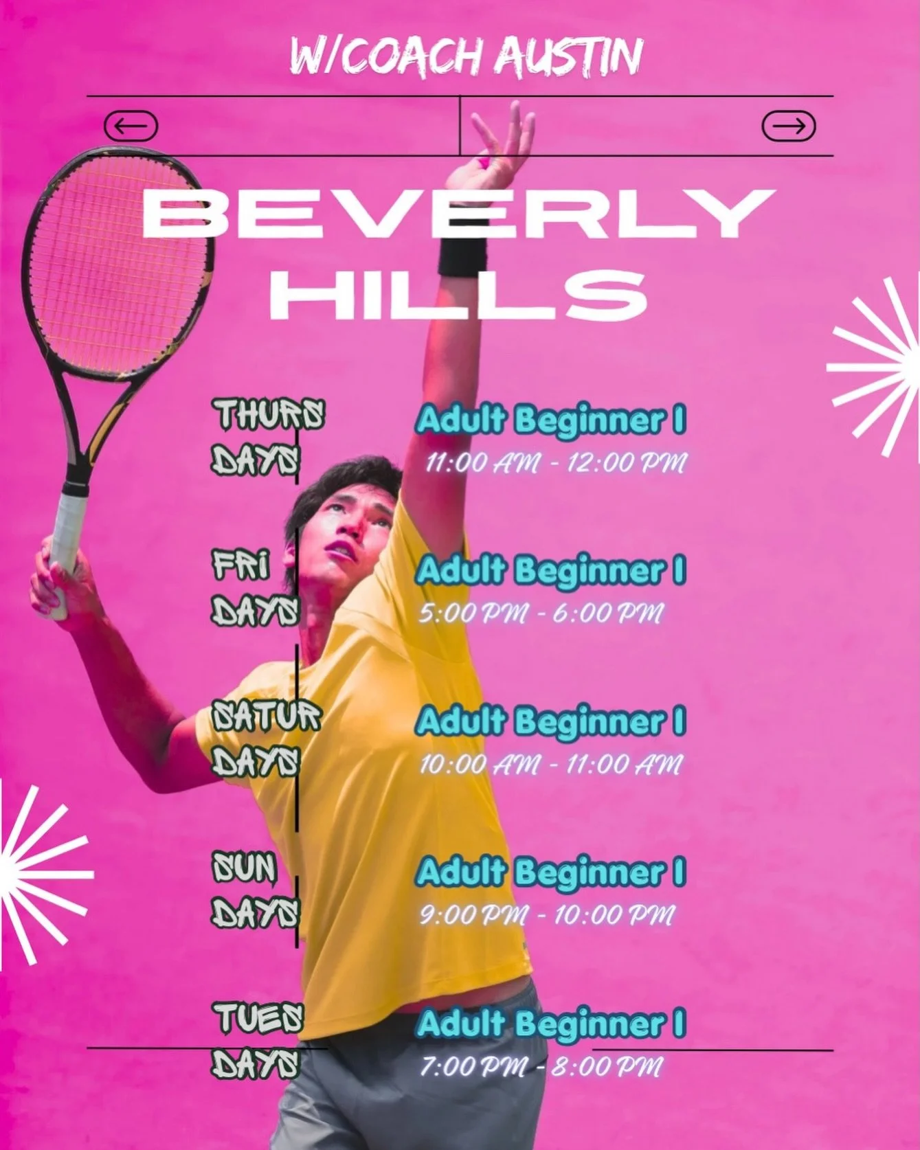 @awernertennis join us every day with Coach Austin at a pristine court in Beverly Hills!
