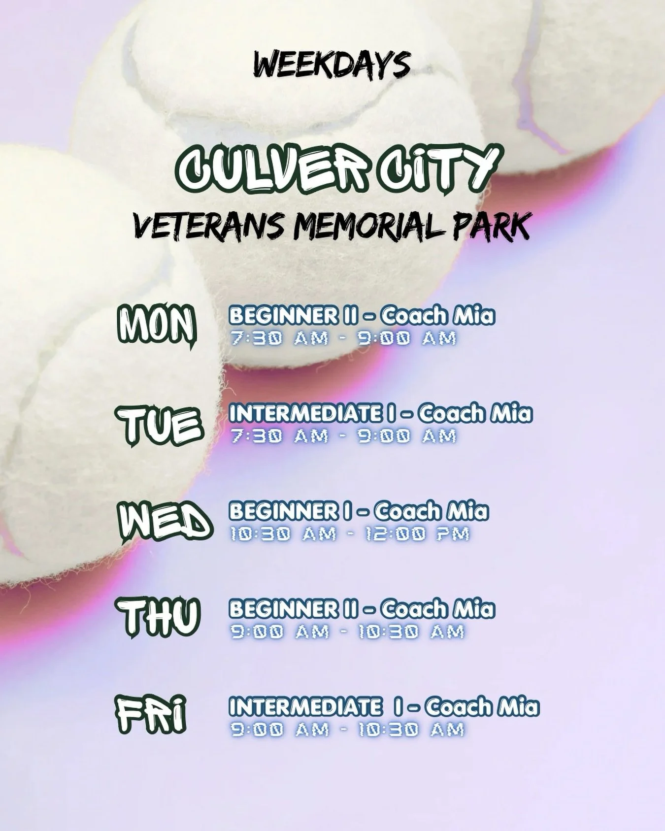 Weekday morning lessons with Coach Mia @tennisamateurforever in Culver City! #joincitytennis #tennis #culvercity #losangeles #2026