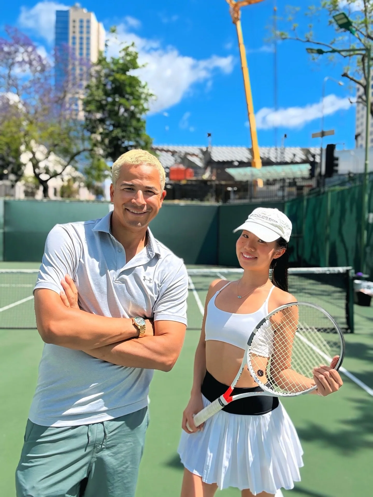 Coach Mike &amp; @mari_an_nu_ #dtla #joincitytennis #losangeles #tennis #tennislife