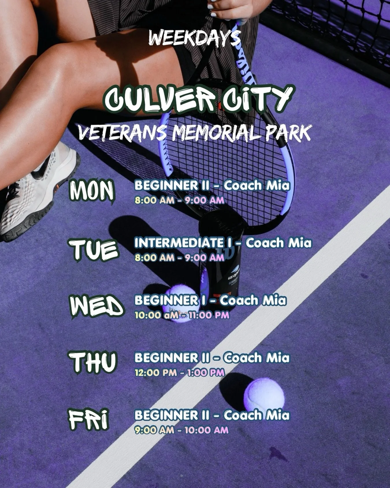 Catch Coach Mia @tennisamateurforever on weekdays at our spot in Culver City! #Joincitytennis #tennis #culvercity #losangeles #2026