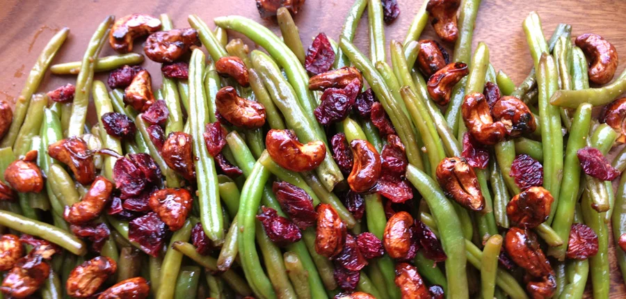 BALSAMIC ROASTED GREEN BEANS + MAPLE SAGE CASHEWS