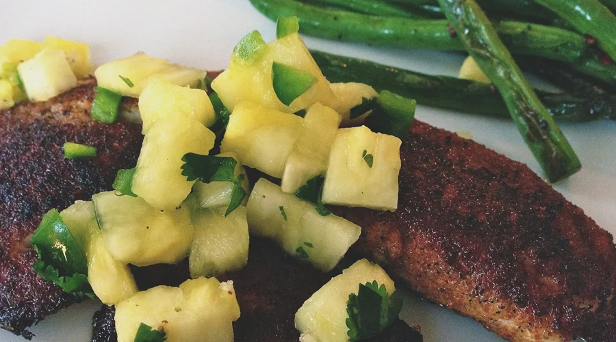 CUMIN TILAPIA + PINEAPPLE + JALAPENO SALSA