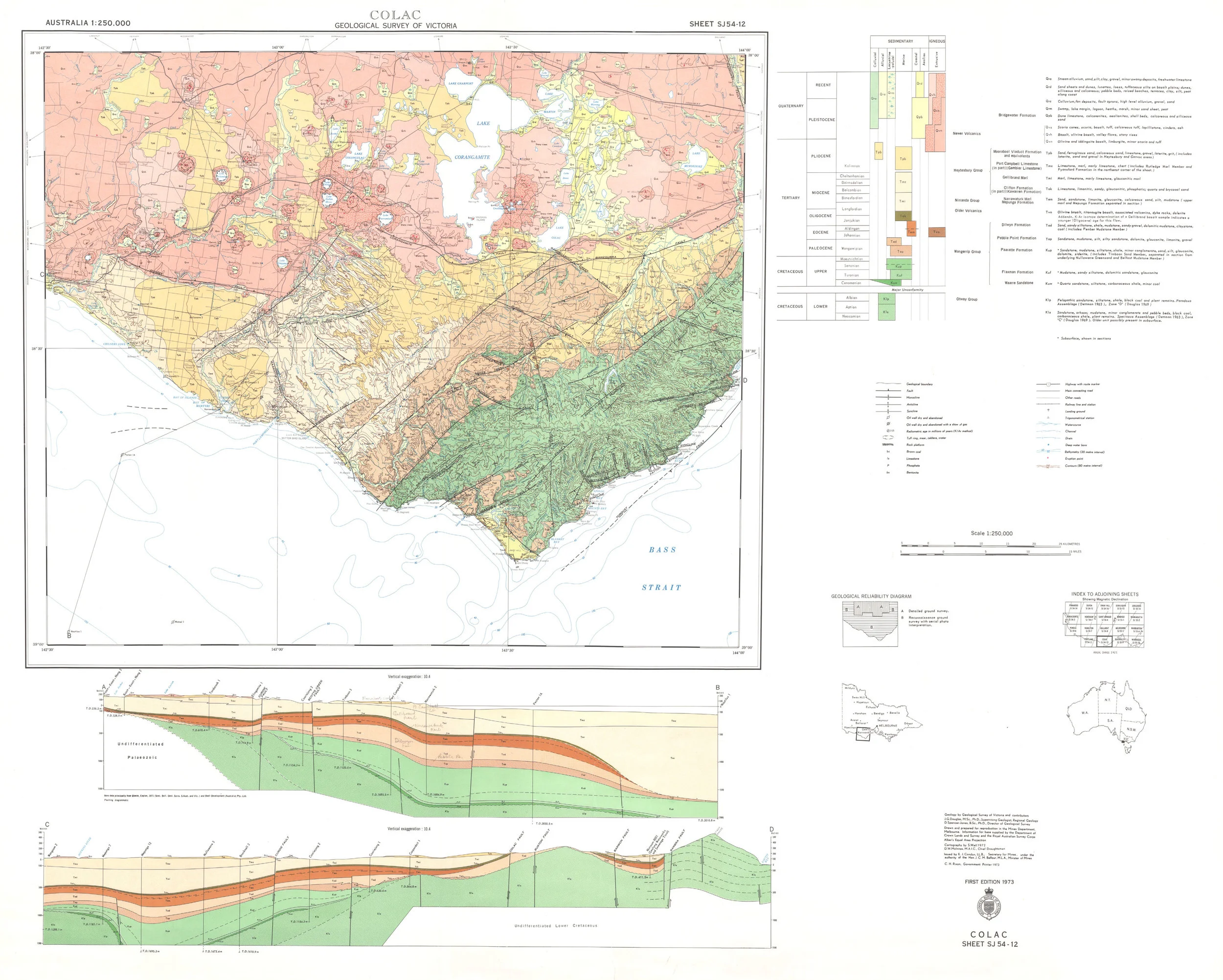 Geological Survey of Victoria, 1973. Colac 1:250 000 geological map. Department of Mines, Victoria.