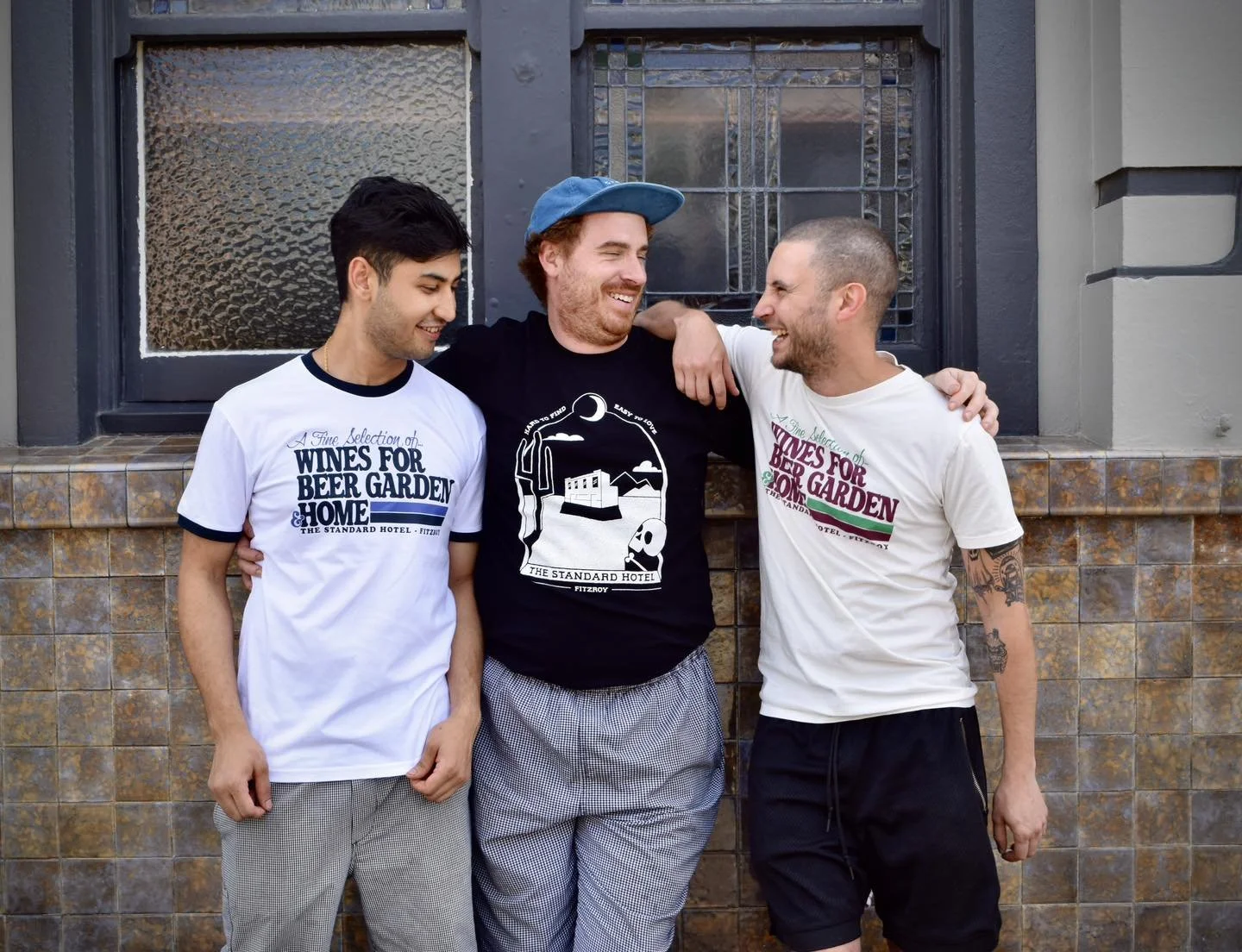 Trying to get just one nice photo of the new tees&hellip;

Ash, Coop and Nick looking stunning in our 3 t-shirts 🔥

You can purchase your tee over the bar or via our website
$45 
Sizes ranging from XS-XXXL