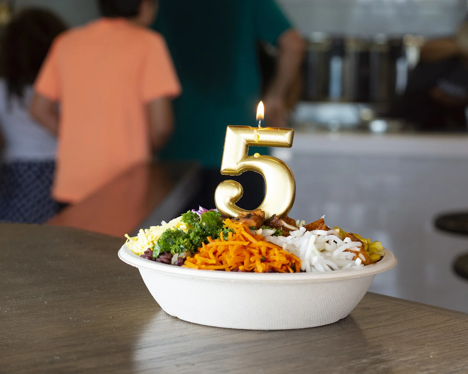 Our golden 5 year celebration post for social media