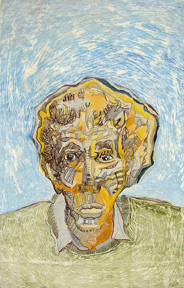 Elder (Portrait of Dennis F) 260mm H x 160mm W - AVAILABLE Mixed Media on Mounted Paper