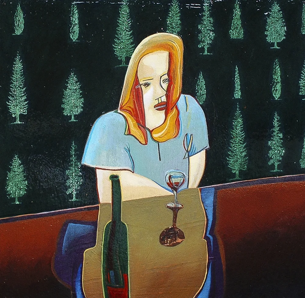 Rowena with Wallpaper 300mm H x 310mm W Oil and Mixed Media on Canvas - AVAILABLE