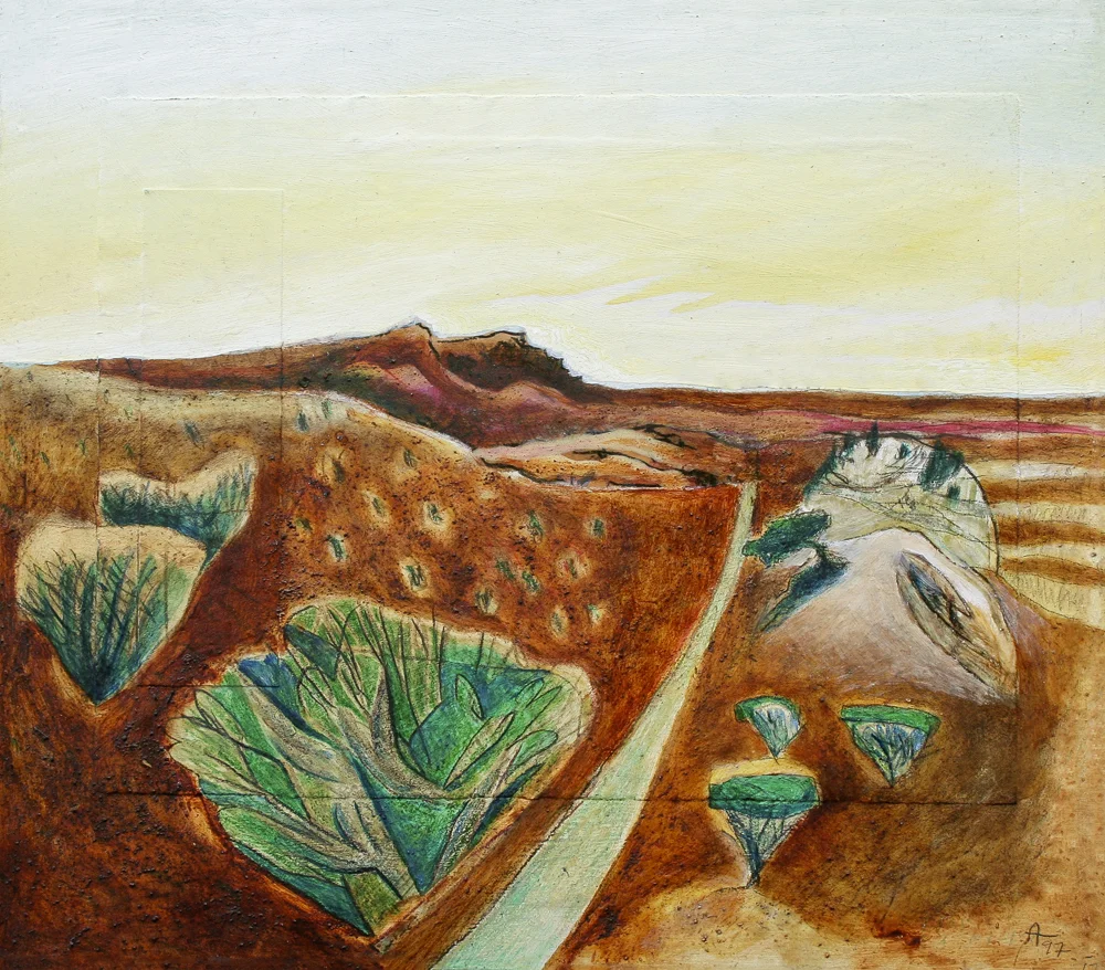 North Towards Canarvon 1997400mm H x 400mm WOil and Mixed Media
