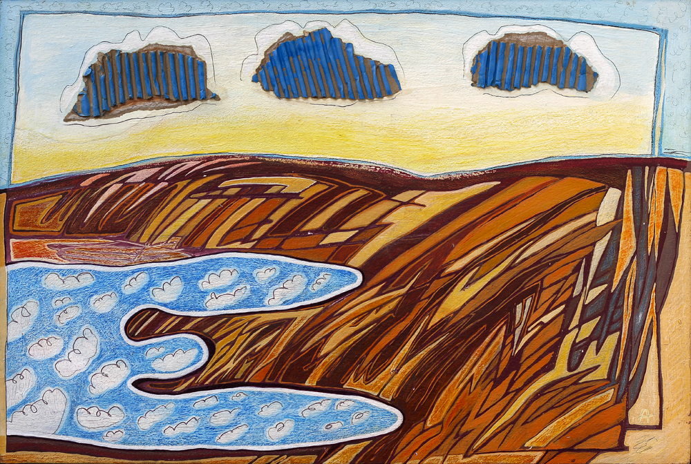 Dive470mm H X 750mm WOil and Mixed Media on Canvas