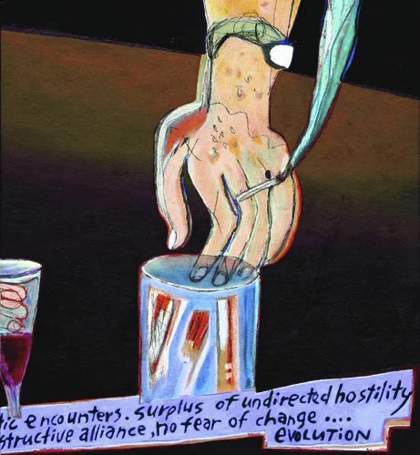 These Questions Need Answers 640mm H x 570mm W ~ Oil and Mixed Media on Canvas