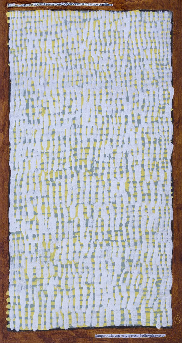 Travel (Diptych) Panel I 305mm H x 160mm W Oil, Collage & Mixed Media on Canvas In progress 2016-18