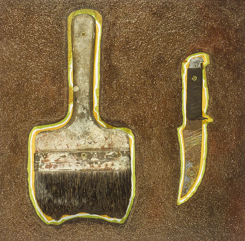 Choices400mm H x 400mm WFound Objects &amp; Mixed Media on Canvas