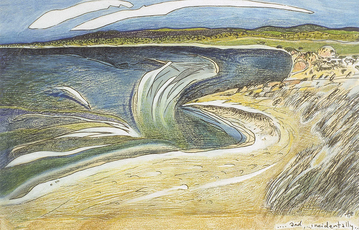 ...and,...incidentally... 210mm H x 300mm W Mixed Media on Primed Arches Reeves Paper. 1997