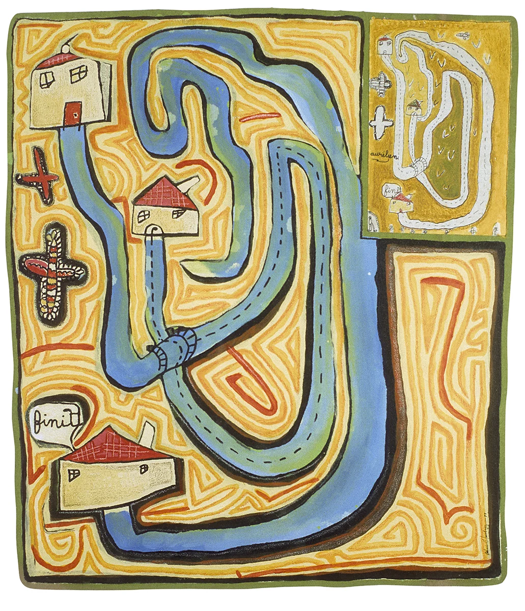 Map To Aurelien's House400mm H x 385mm W~Collage &amp; Mixed Media on Canvas