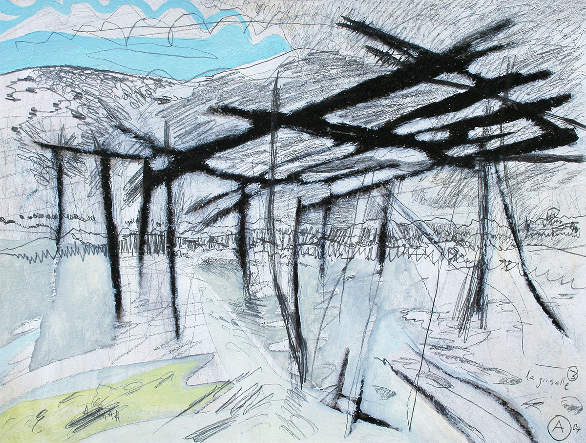 Collapsing Structures (Work in Progress) 320mm H x 420mm W Oil and mixed media 2004