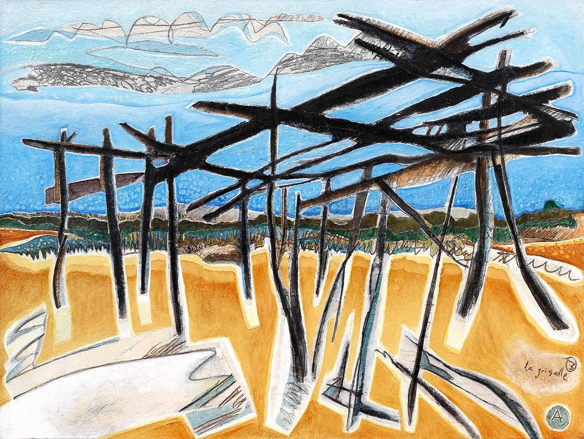 Collapsing Structures320mm H x 420mm WOil and mixed media 2004