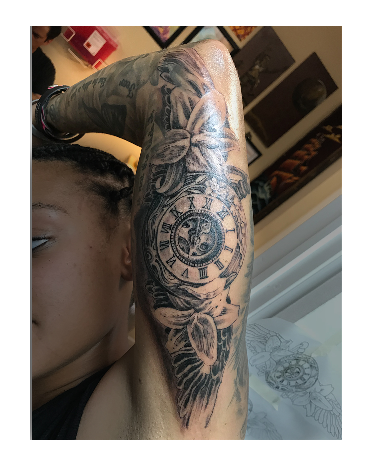 time piece with flowers