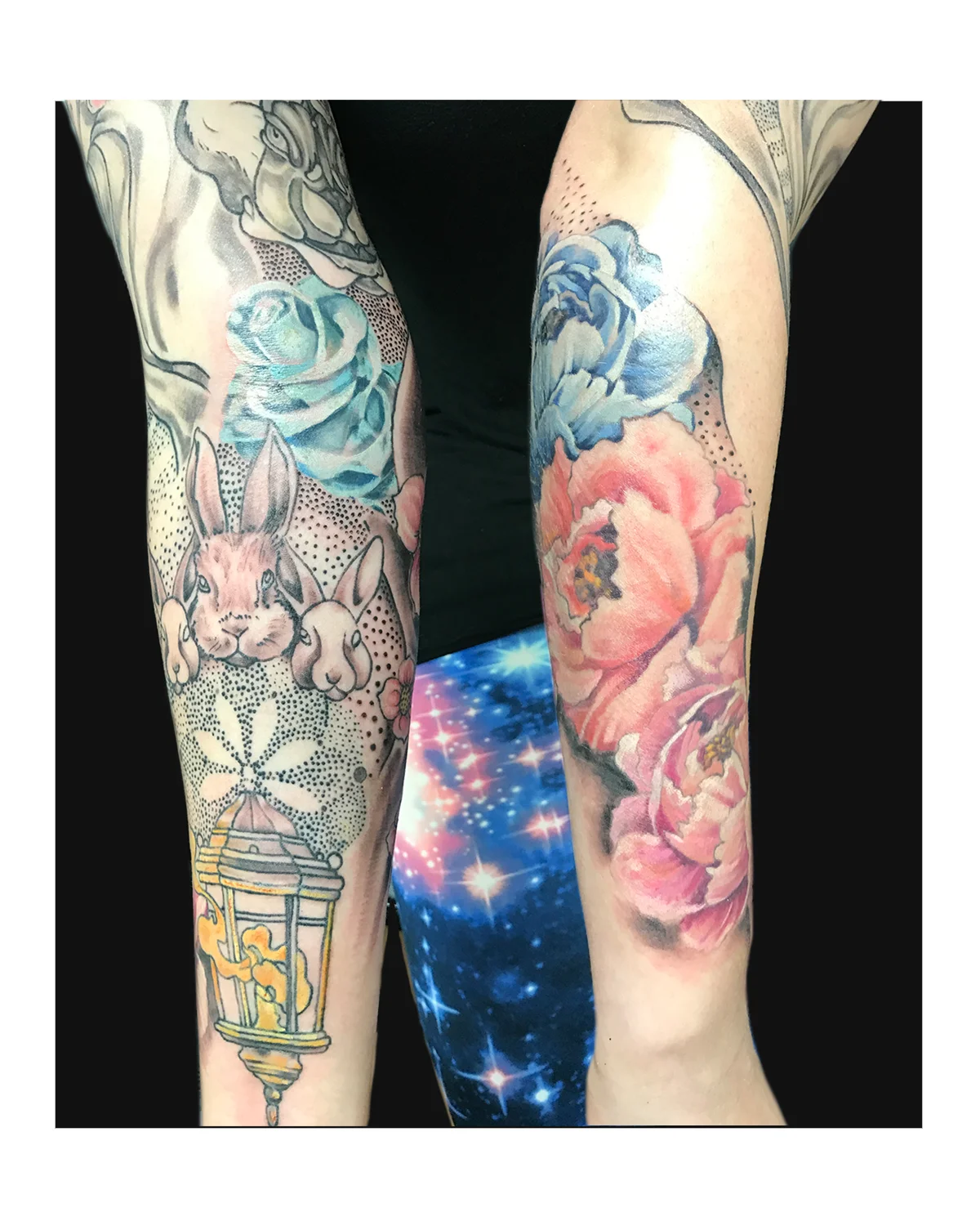 lantern + magic rabbits + peonys