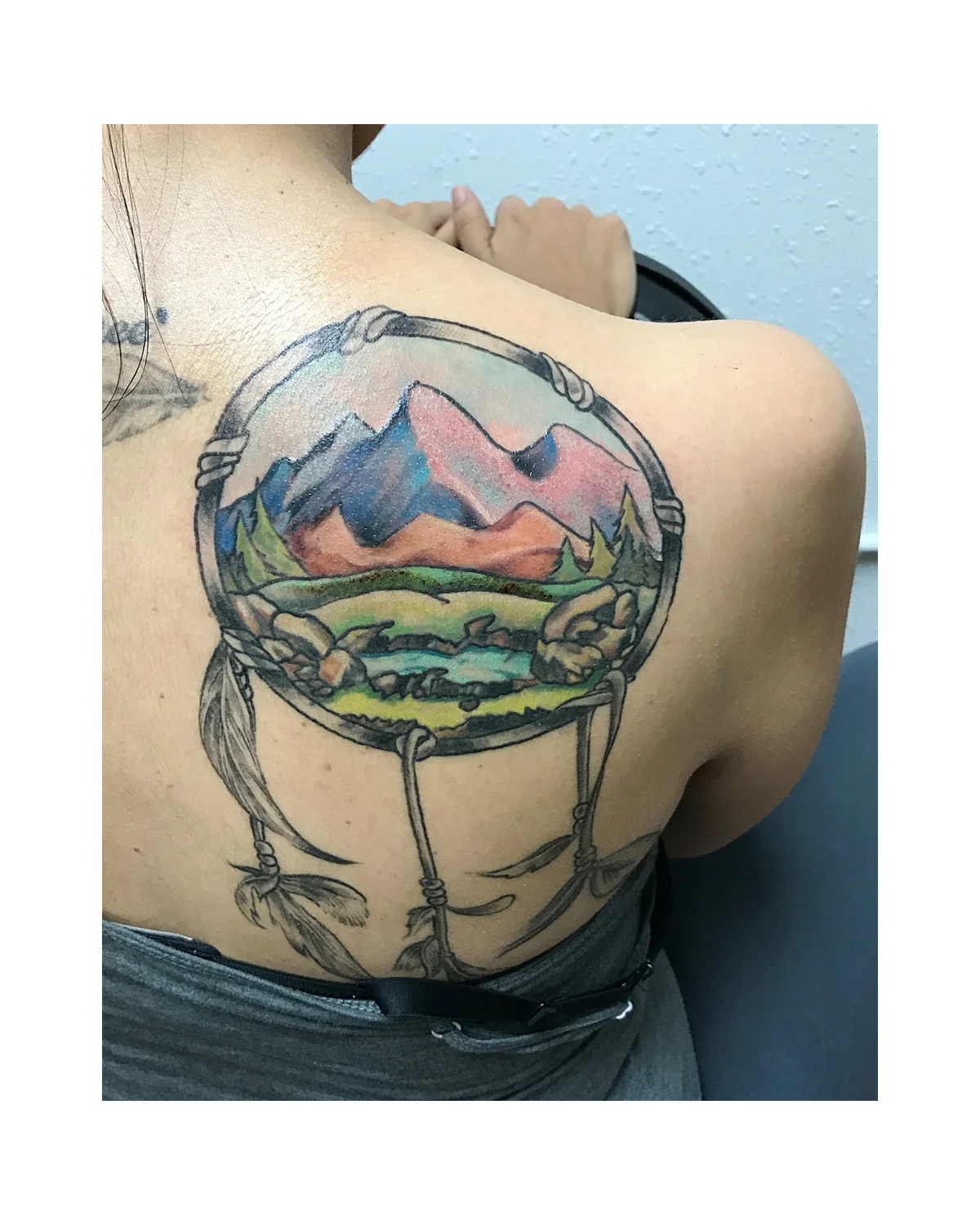 mountains + dreamcatcher (coverup)