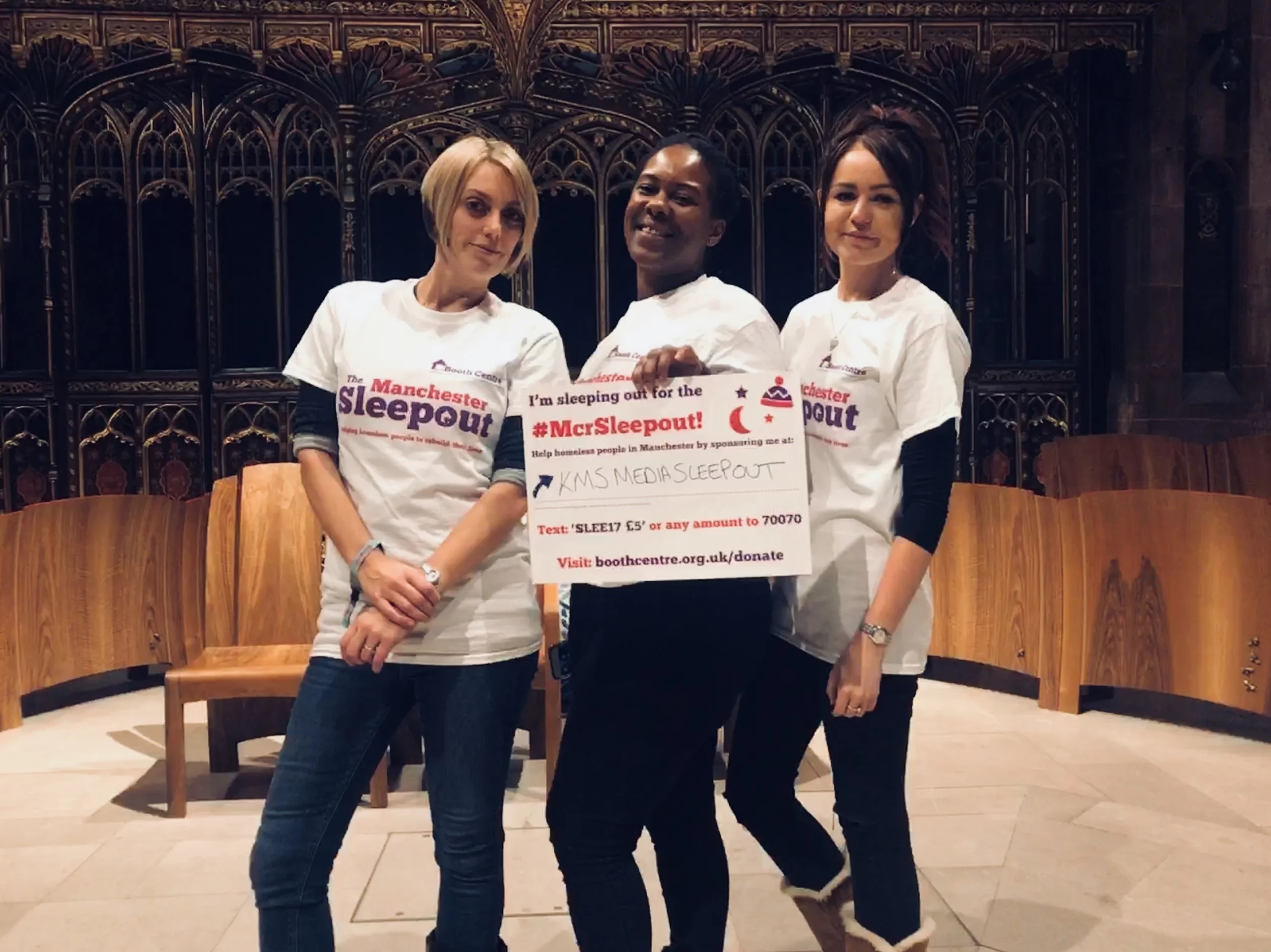 KMS Media raised money for the Booth Centre by taking part in the sleepout