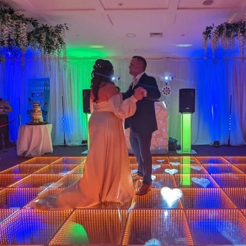 3D Infinity dancefloor and event setup at Wychwood Park in Cheshire