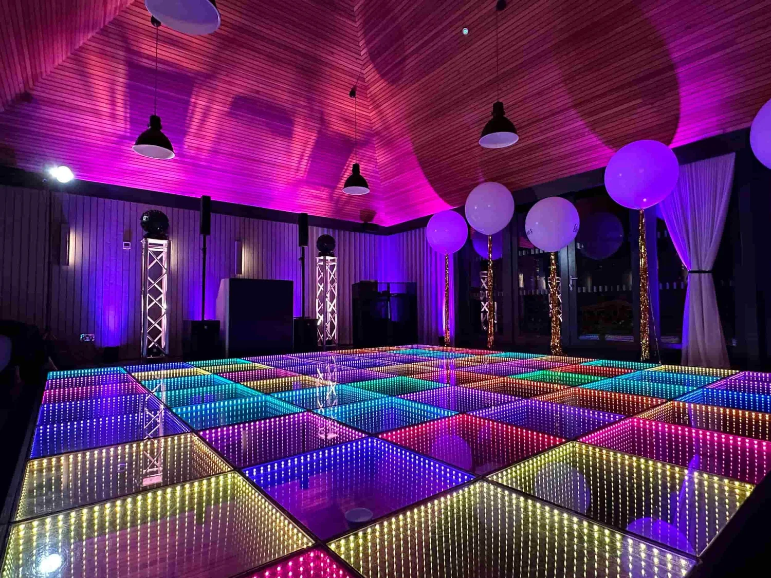 Large 3D Infinity LED dancefloor installation by AO Events in a premium venue