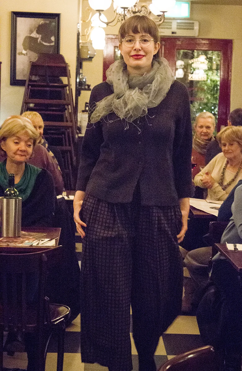 Colette wears Raga button down top and culottes