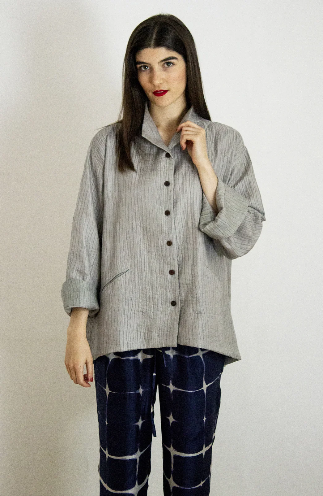 Jaadu Boutique Grey silk Alpha jacket